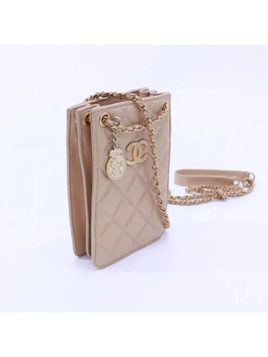 Chanel Chain Shoulder Bag Leather Beige - Picture 3 of 10